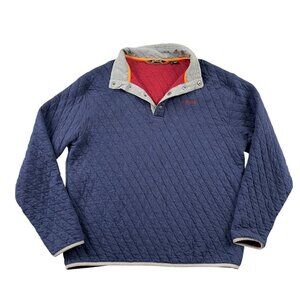 Orvis Quilted Navy Snap Pullover Sweatshirt Mens Large Outdoor Winter